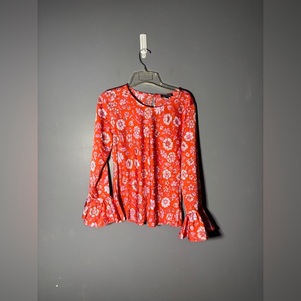 J.Crew Winter Garden Bell Sleeve Top in Poppy Fields Women’s Size Small - Picture 2 of 6